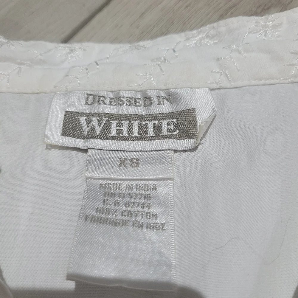 Dressed in White Women's Embroidered Boho Cotton Maxi Dress XS Fairycore Peasant - Picture 12 of 13